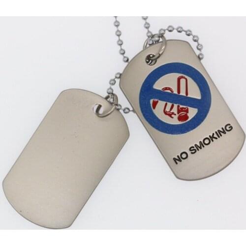 No smoking dog tag low price custom metal dog label with ball