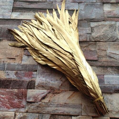 Wholesale 100/500pcs Pretty Single Golden Yellow Natural Rooster Tail Feather 14-16inches/35-40cm For Decorative Accessories
