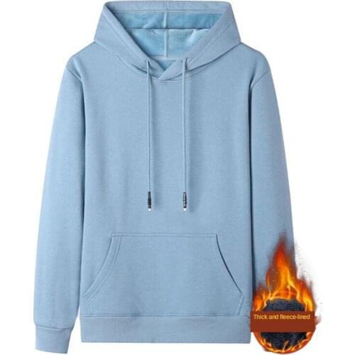 2020 Autumn and Winter New Korean Casual Hooded Mens Plus Velvet Pure Cotton Cold and Warm and Comfortable Solid Color Hoodie