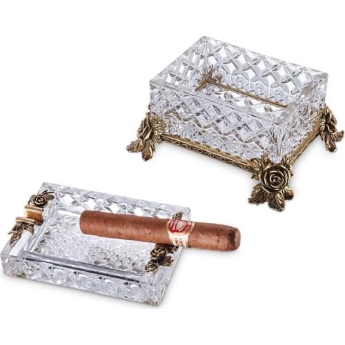 Cigar ashtray European Austrian crystal ashtray bronze sculpture FH01-1232
