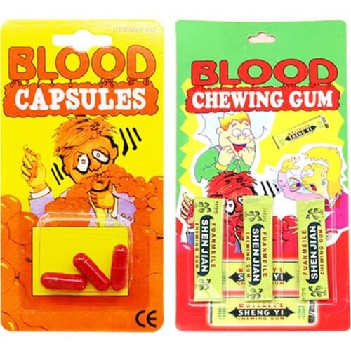 Fake Blood Capsule Chewing Gun Joking Pill For Halloween And Easter Funny Tricky Scary Fake Blood Toys Props Realistic Effects