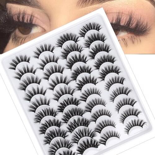 20 Pairs Mixed Styles 3D Mink False Eyelashes Natural Wispy Criss-cross Fluffy Eyelash Soft Handmade Cruelty-free Lashes Make up