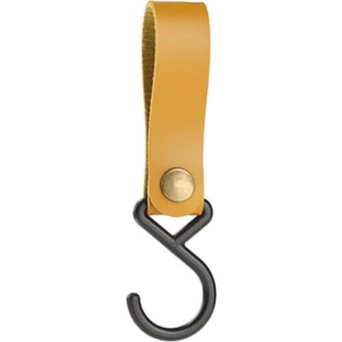 S-Shaped PU Leather Hanging Hooks Triangle Storage Rack Hook Keychain Curry Outdoor Camping Hiking Hanger