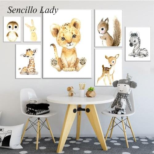 Safari Animal Canvas Wall Painting Lion Zebra Giraffe Canvas Poster Nursery Art Print Picture Nordic Kid Baby Bedroom Decor