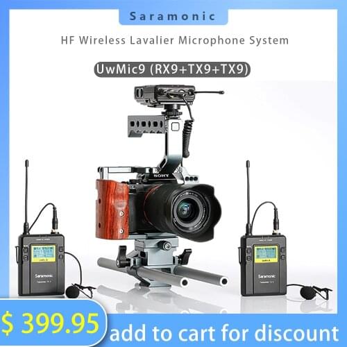 Saramonic UwMic9 Wireless Microphone RX9+TX9+TX9 UHF Wireless Lavalier Microphone MIC for Canon Nikon Sony Camera Recording