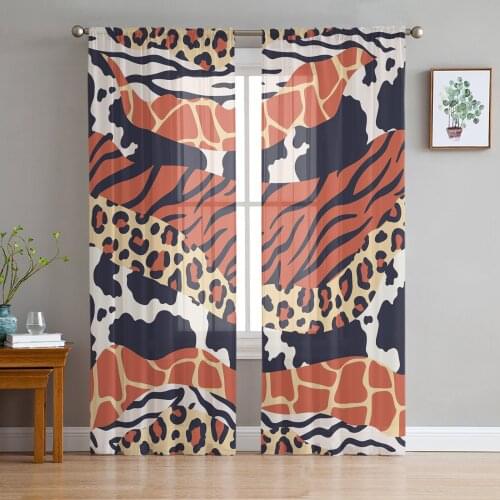 Animal Fur Texture Chiffon Tulle Curtains for Living Room Kitchen Bedroom Sheer Voile Yarn Window Treatment