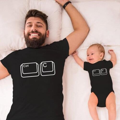 Ctrl+C and Ctrl+V Print Family Matching Clothes Daddy and Baby Funny Matching Family Look Outfits Dad Mom Son Daughter T shirt