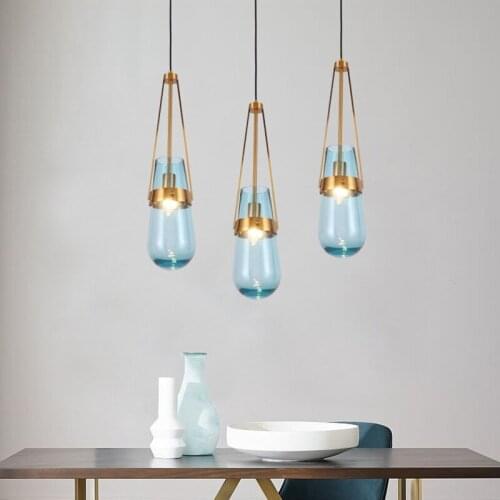 Modern minimalist restaurant chandelier creative bar coffee shop lamps study bedroom bedside glass lights