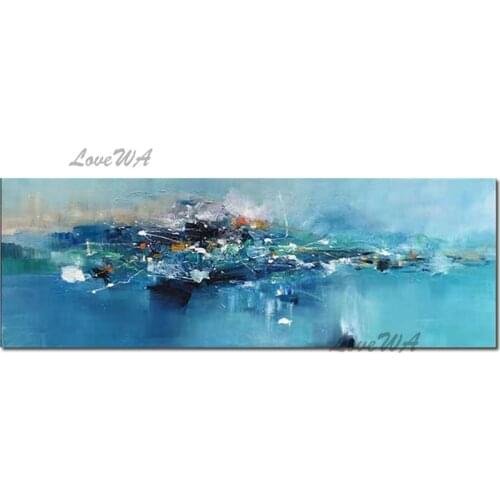 Large Size Modern Home Decoration Abstract Blue Design Oil Painting Canvas Wall Art Pieces Unframed Artwork Paintings Quality