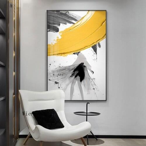 Modern Abstract Girls Silhouette Poster Grey Yellow Canvas Painting and Print Figure Wall Art Pictures for Living Room Bedroom