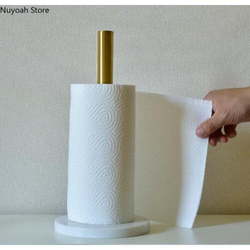 Marble Base Paper Towel Rack Nordic Kitchen Roll Paper Holder Desktop Plastic Wrap Shelf Vertical Paper Storage Kitchen Supplies