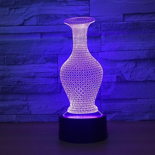 Vase Model LED 7 Color Lamp 3d Visual Led Night Lights Remote Touch Usb Table Lampara Lampe Baby Sleeping Atmosphere lamp