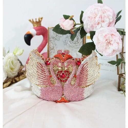 Blue/black color Rhinestone Crystal dress Clutch Bag Fashion Women’s Chain bird clutches Party Dinner Handbags Chain Prom Purses