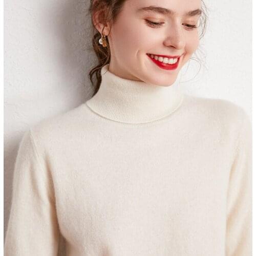 Top Grade Women Sweaters 100% Pure Wool Knitting Turtleneck Long sleeve Pullovers 2020 Winter Autumn New Woolen Clothes Female