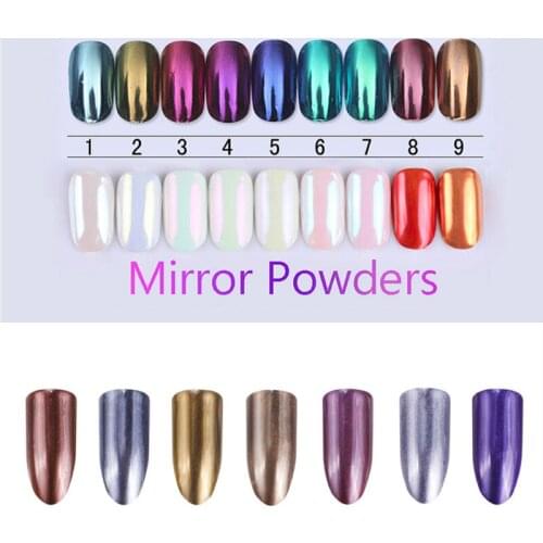 1g/2g Mirror Nail Glitter Pigment Powder Gold Blue Purple Dust Manicure Nail Art Glitter Chrome Powder Decorations
