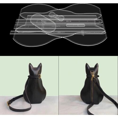 1Set DIY Acrylic Cat cartoon lady chest bag backpack shoulder bag Leather Craft Pattern DIY Stencil Sewing Pattern 33*19.5*8cm