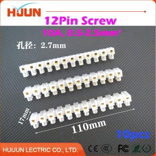 10pcs/lot 12 Pin Screw 10A Push Quick Cable Connector Universal Reuseable Clamp Wire Terminal Wiring 1500W 250V 0.5-2.5 Square