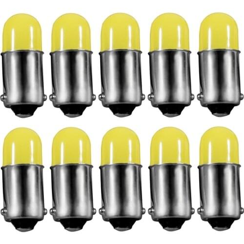 10pcs T11 363 BA9S COB Round 3D Led T4W 1 SMD Car License Plate Light Turn Signal Bulb Parking Lights Door Lamp White 12V 10X