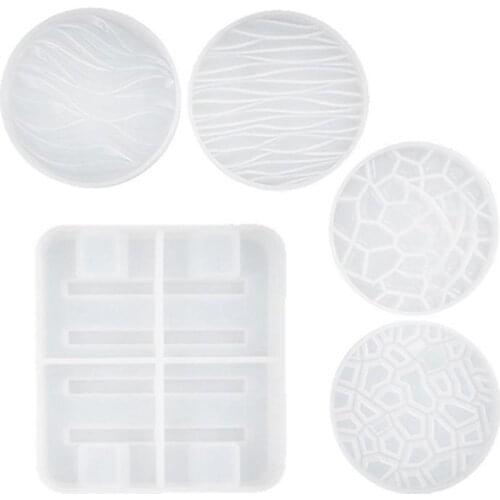 4PCS Round Rectangle Shape Coaster Base Silicone Mold Resin Molds Epoxy UV DIY Resin Craft Home Decoration Handmade Tools