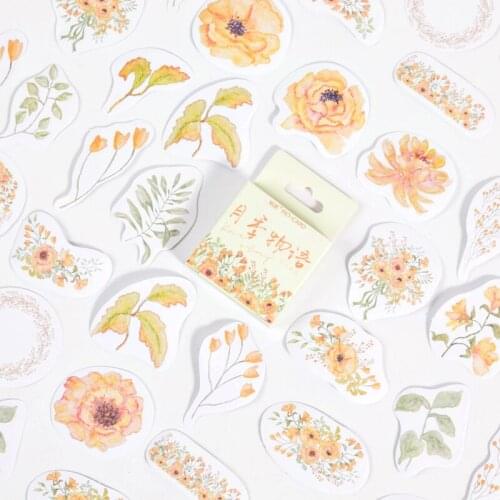 46Pcs/Box Vintage Plant Flower Leaf Journal Decorative Washi Stickers Scrapbooking Stick Label Diary Album Stickers