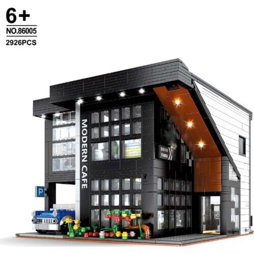 86005 Street View Architecture Series Modern Cafe Children Assembled Building Block Toy 45635