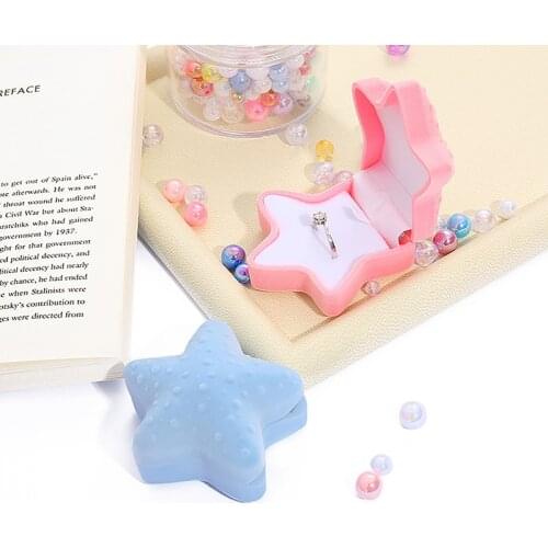 1pc Starfish Shell Shape Velvet Jewelry Box Wedding Ring Display Storage Box For Woman Gift Earrings Necklace Bracelet Packaging