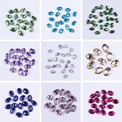 Glitter Oval Shape Rhinestones For Clothes Loose Strass Crystal Craft Rhinestones Glass Stones and Crystals Nail Art Decorations
