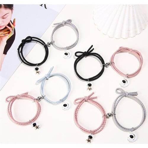 2021 Couple Bracelet Magnetic Attraction Bracelet Friendship Rope Bracelet Cute Star Moon Astronaut Bracelet for Women Men