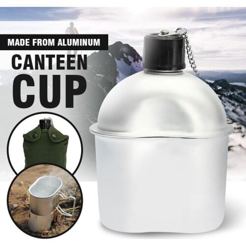 0.8L Outdoor Sport Military Aluminum Stainless Steel Water Bottle Canteen Jug + Army Green Cloth Cover Camping Picnic tableware