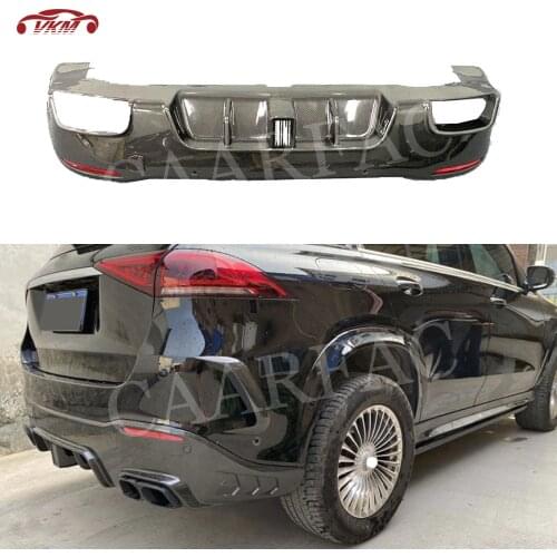 Dry Carbon Fiber Material Rear Bumper Lip Diffuser with Exhaust Tips Case For Mercedes Benz GLE Class W167 GLE53 AMG SUV 2020 UP