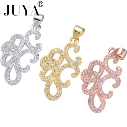 Colgantes mujer moda Luxury Zircon Rhinestone Flower Charm Pendant Findings Accessories DIY Women Pendant Necklace Bracelets