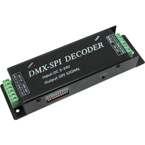 DC5V-24V SPI signal DMX to SPI decoder, led full color strip light DMX decoder；for WS2801 WS2812 WS2811 led strip