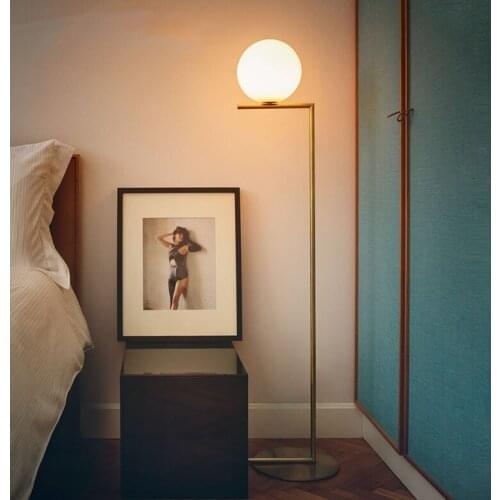 Sofa round ball floor lamp NEW Modern simple glass ball stand lamp floor lamp Nordic personality bedroom bedside living FG412