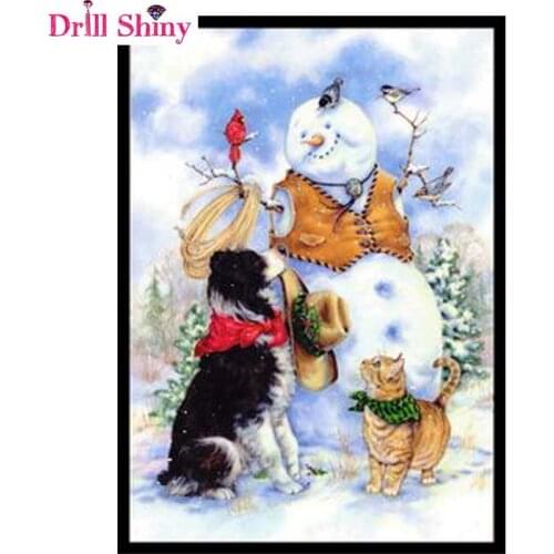DIY 5d diamond painting Christmas snow man and dog diamond mosaic pictures painting rhinestones diamond embroidery painting