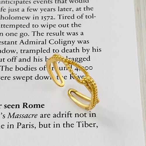 Double-layer winding cross ring 925 sterling silver ring female opening ring simple index finger ring