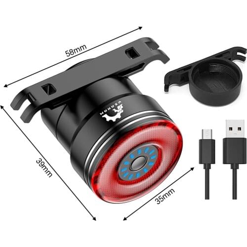 Smart Bicycle Rear Light Set Auto Start/Stop Brake Sensing IP65 Waterproof USB Charge Cycling Taillight Bike LED Light