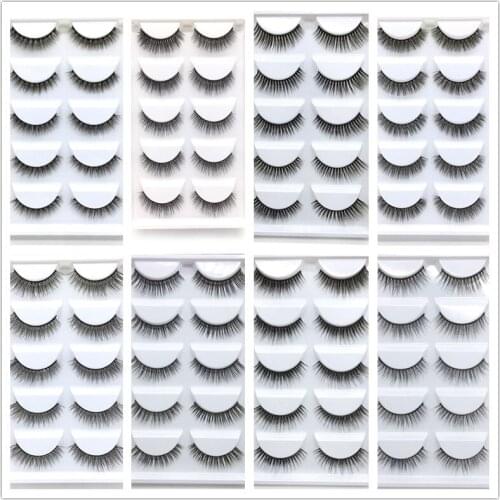 5 Pairs 3D Faux Mink Hair Soft False Eyelashes Fluffy Long Thick Lashes Curl Eye Lash Makeup Extension Tools (E series)