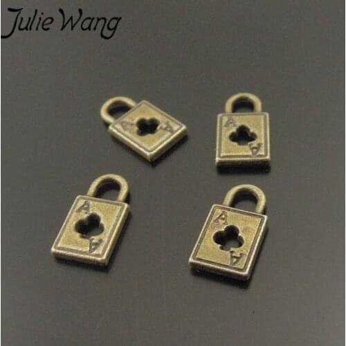 Julie Wang 200pcs/pack Zinc Alloy Small Lock Styling Lucky Four-leaf Clover Shape Casual Sports Jewelry Accessories Pendant
