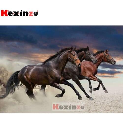 KEXINZU 5D DIY Full Square Drill Diamond Painting -Running horse- 3d Mosaic Diamand Embroidery Wedding Room Decoration K0011