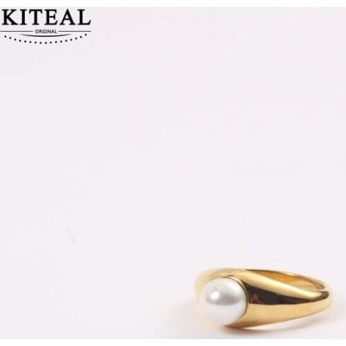 KITEAL NEW!! Gold Vermeil size 6 7 8 Perfume women Engagement rings Pearls ins Jewelry on the neck Wholesale