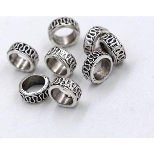 Hot ! 100pcs Tibetan Silver Carved Large Hole Spacer Beads Fit European Charms Bracelet 8*3.2mm za126