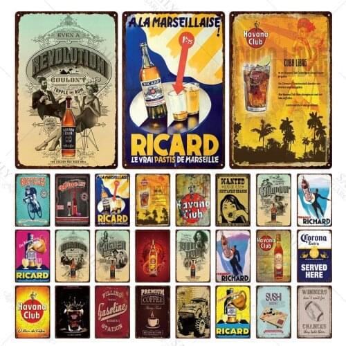 Havana Club Richard Metal Tin Signs Sports Food Decorative Signs Plaque Metal Vintage Wall Music Bar Home Art Retro Craft Decor