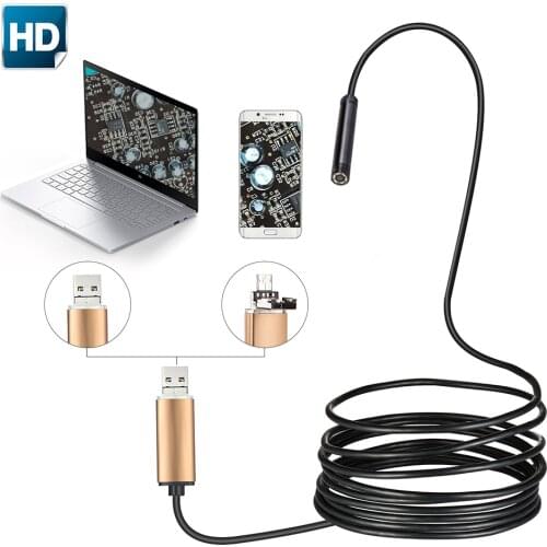 Micro USB Endoscope USB Inspection Camera 0.3MP 5.5MM Dia 6LED& Accessaries Waterproof Inspection Borescope Camera (1M/2M/5M/10)