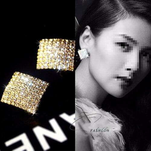 Fashion Shiny Earrings Gold Charm Rhinestone Bridal Wedding Party Accessories 171108-4
