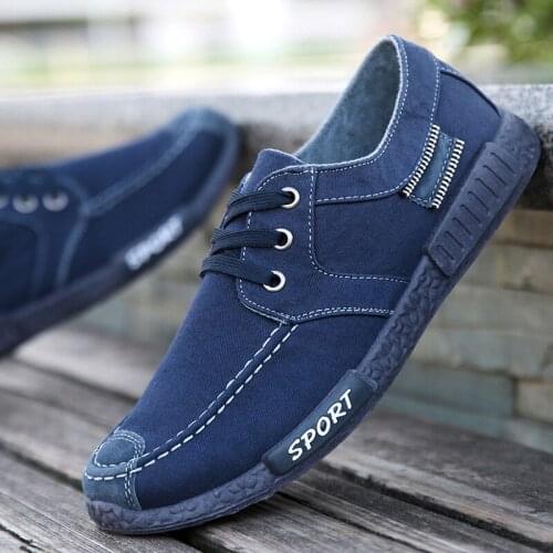 NEW Canva Men Shoes Denim Lace-Up Men Casual Shoes Plimsolls Breathable Male Footwear Spring Autumn Sneakers Plus Size Shoes Men