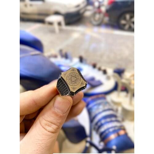 Star of david Solomon a.s Prayerful 925 Silver Men 'S Ring