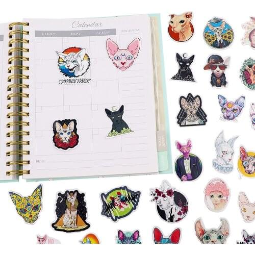 JY146 47pcs/set Cartoon Cat Stickers Aesthetic Scrapbooking Laptop Guitar Luggage Skateboard Car Waterproof Graffiti Sticker