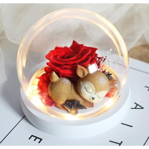 New Beauty And The Beast Rose Flowers In Glass Dome Christmas Festival Home Wedding Decoration Birthday Valentines Day Gifts