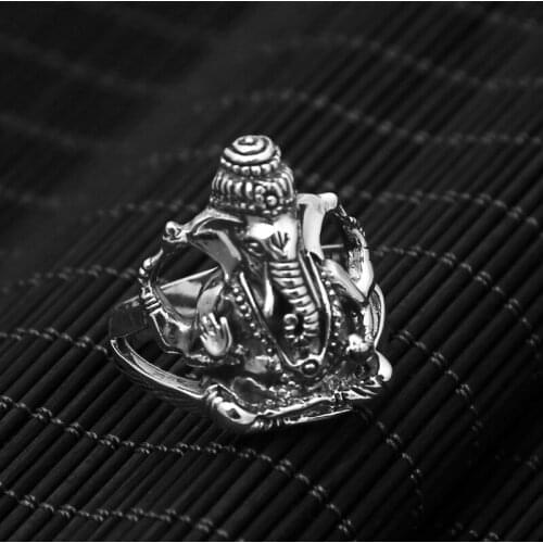 Factory Wholesale S925 Sterling Silver Jewelry Retro Thai Silver Personality Ring Mens Popular Elephant Nose Fashion Ring