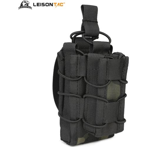 LeisonTac Molle System Magazine Pouch Double Layer Storage Bags Airsoft Tactical AK AR M4 AR15 Rifle Pistol Mag Carrier Case